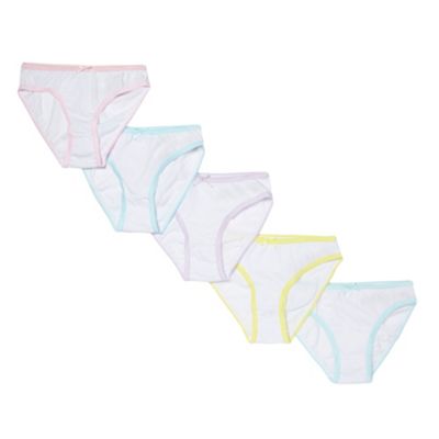 Girl's pack of five white picot trim briefs